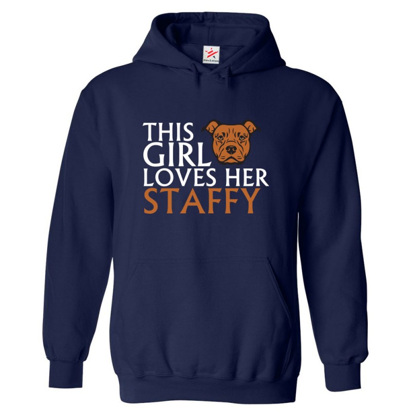 This Girl Loves Her Staffy Unisex Classic Kids and Adults Pullover Hoodie For Dog Lovers
